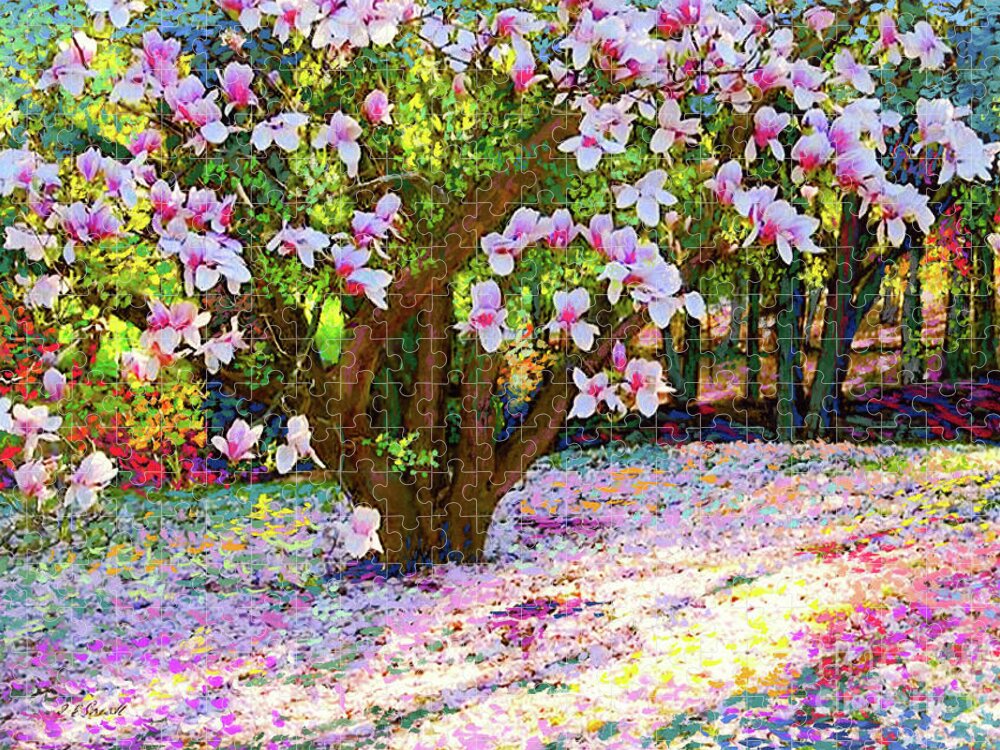 Landscape Jigsaw Puzzle featuring the painting Magnolia Melody by Jane Small