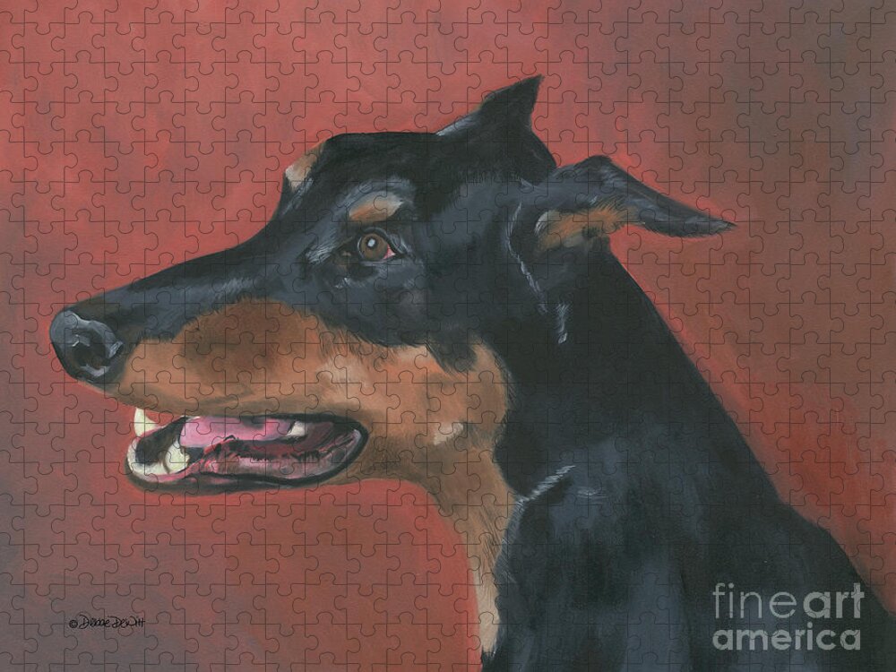 Dog Jigsaw Puzzle featuring the painting Magnum by Debbie DeWitt