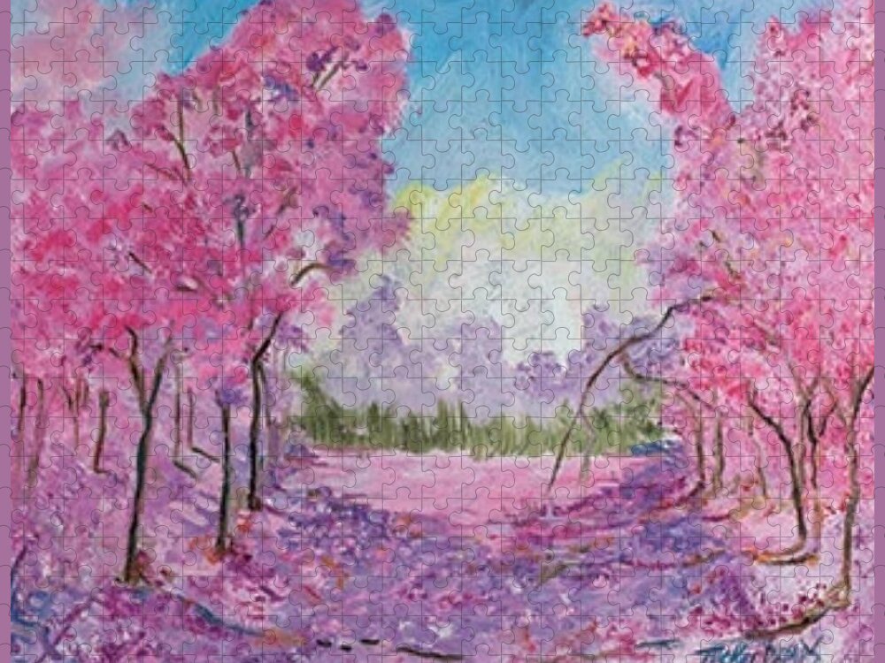 Landscape Jigsaw Puzzle featuring the painting Majestic morning by Julie TuckerDemps