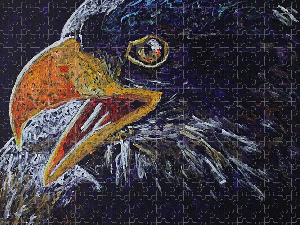 Eagle Jigsaw Puzzle featuring the painting Make America Free Again original painting by Sol Luckman