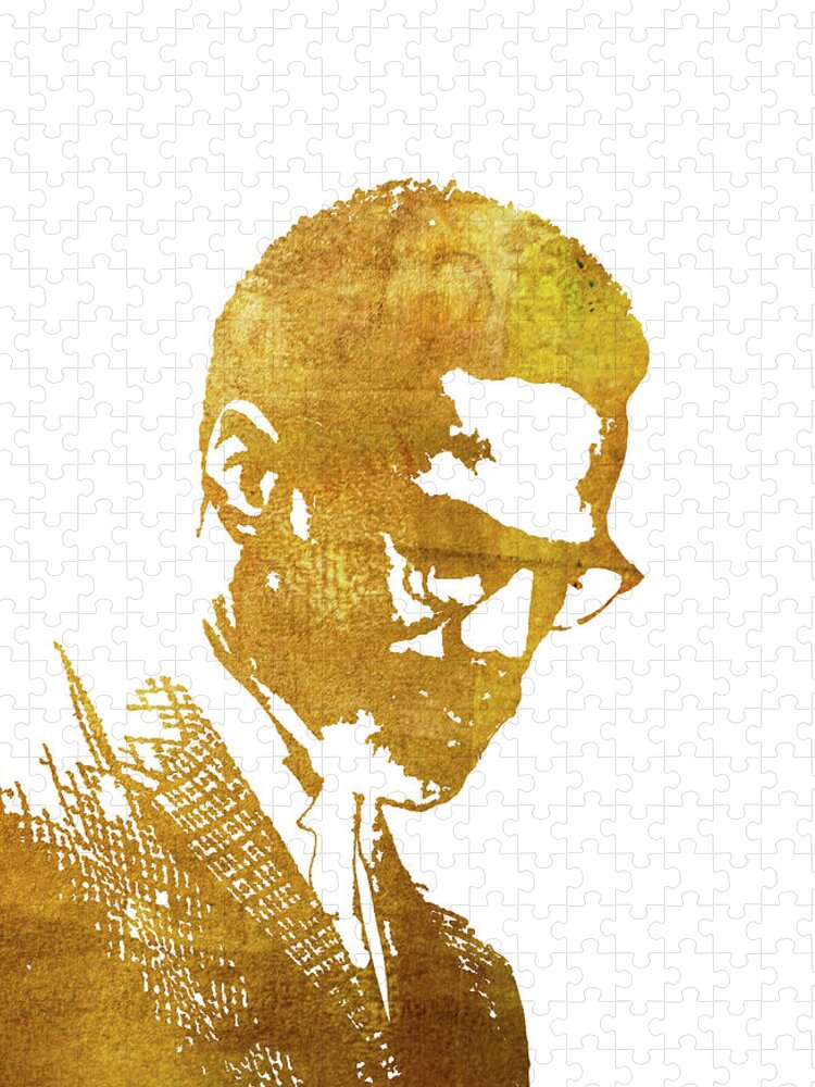 Malcolm X Jigsaw Puzzle featuring the painting Malcolm X 12a by Brian Reaves