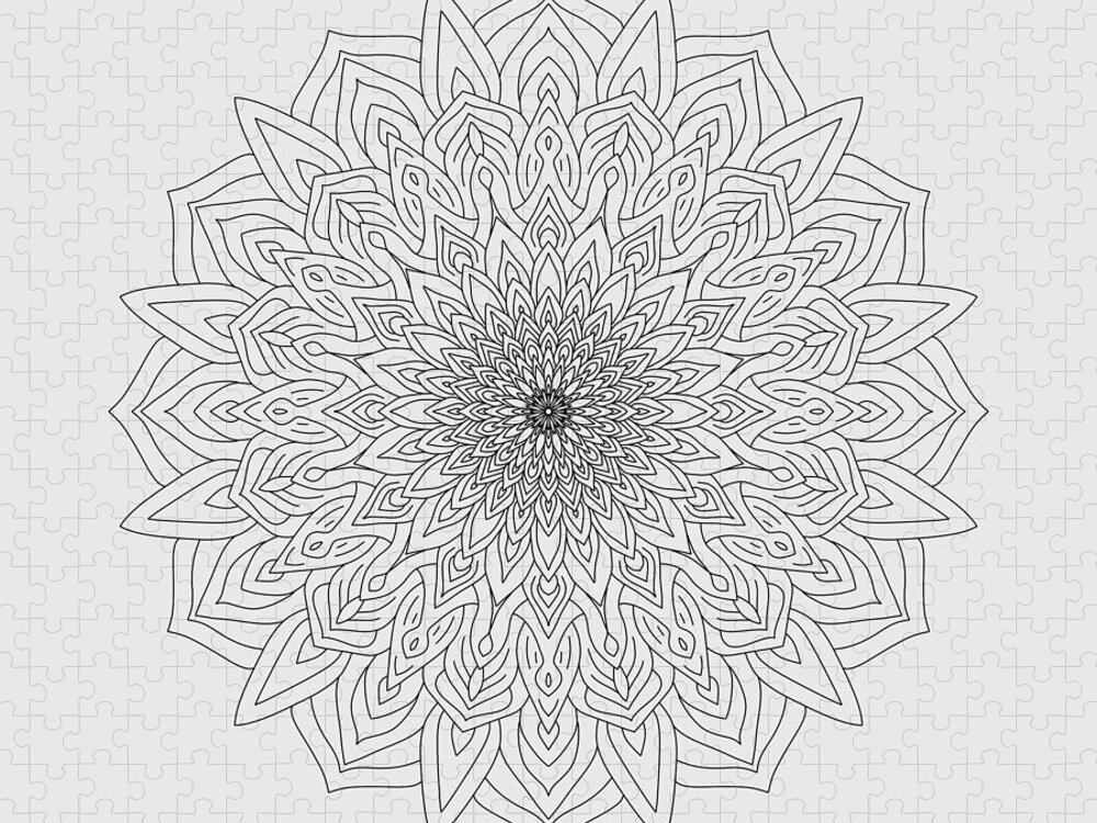 Flowers Jigsaw Puzzle featuring the digital art Mandala 58 by Angie Tirado