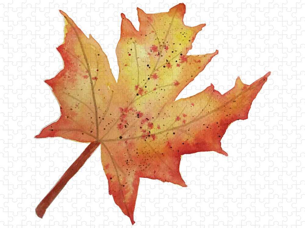 Maple Leaf Jigsaw Puzzle featuring the painting Maple Leaf by Lisa Neuman
