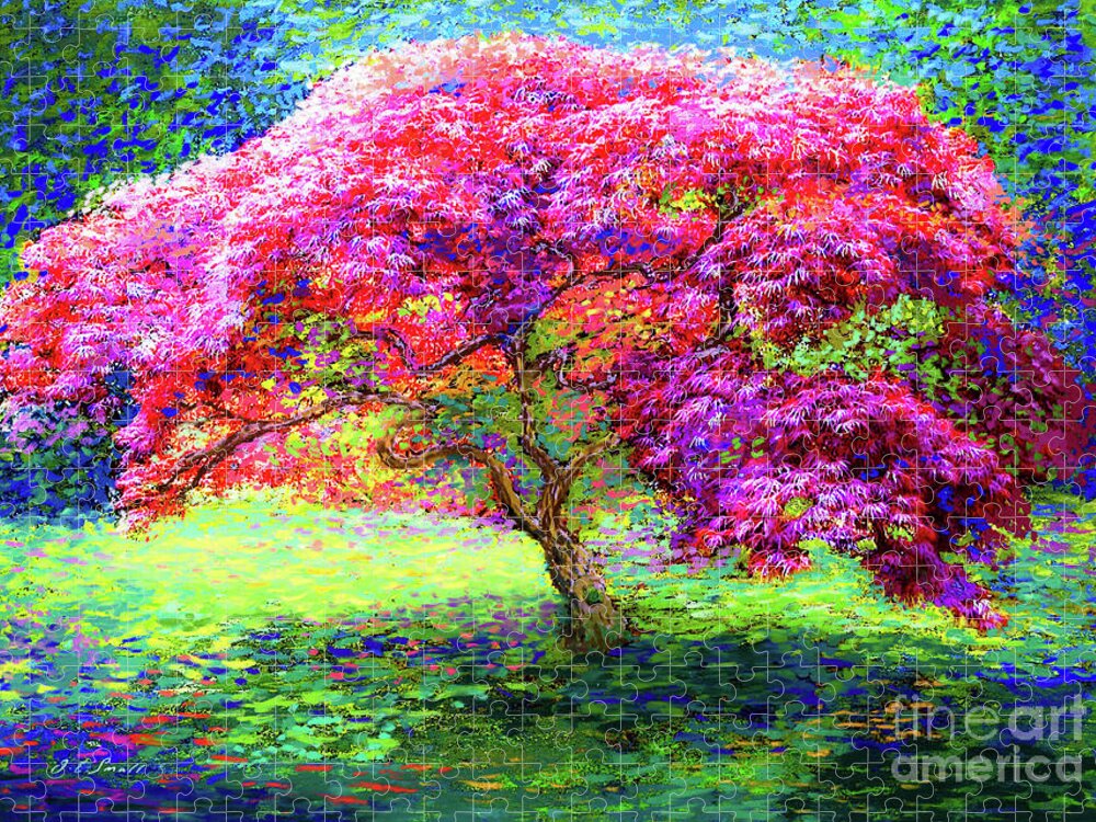 Tree Jigsaw Puzzle featuring the painting Maple Tree Magic by Jane Small