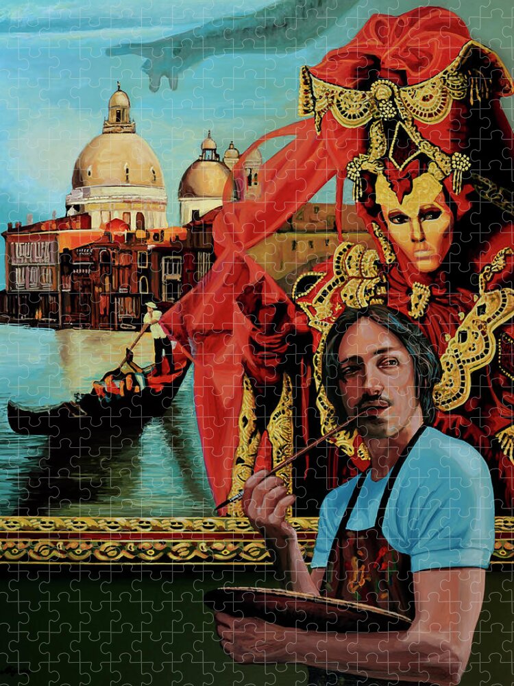 Marco Ortolan Jigsaw Puzzle featuring the painting Marco in Venice Painting by Paul Meijering