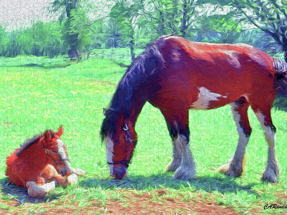 Clydesdale Mare Jigsaw Puzzle featuring the photograph Spring Foal by Carol Randall