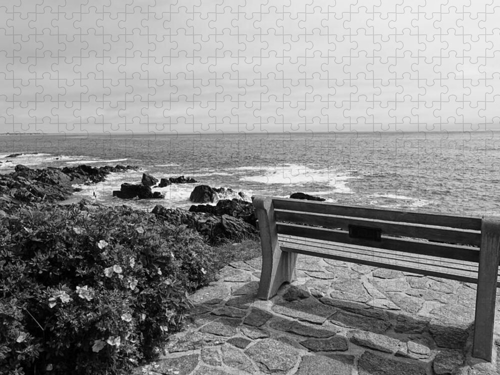 Maine Jigsaw Puzzle featuring the photograph Marginal Way BW by Patricia Caron