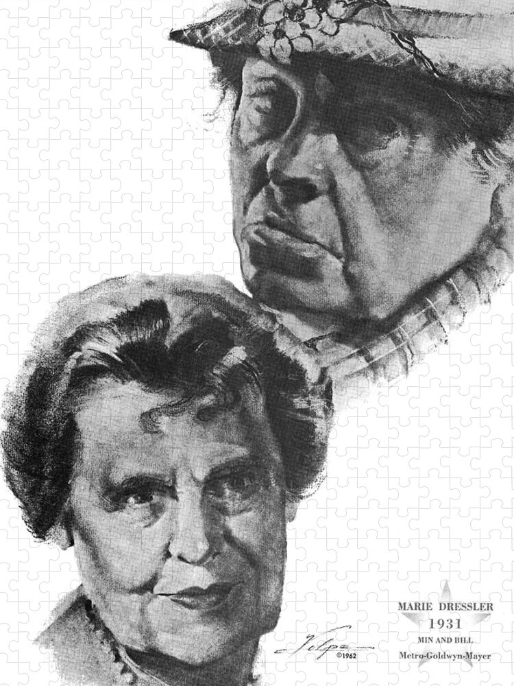Marie Jigsaw Puzzle featuring the drawing Marie Dressler by Volpe by Movie World Posters