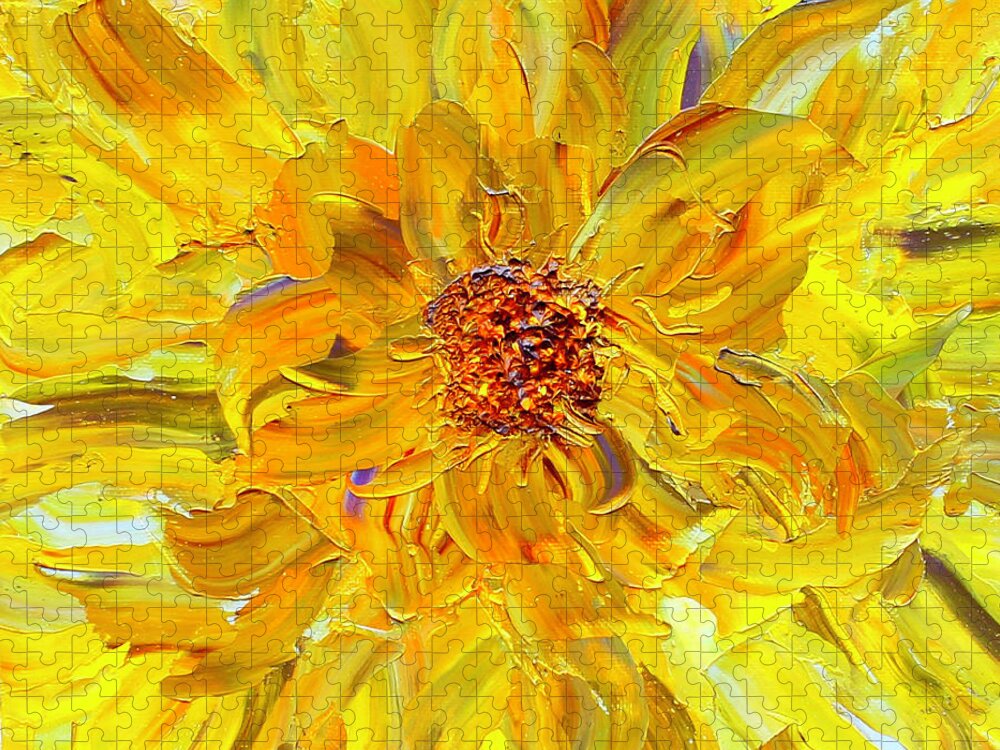 Marigold Jigsaw Puzzle featuring the painting Marigold Inspiration 2 by Teresa Moerer