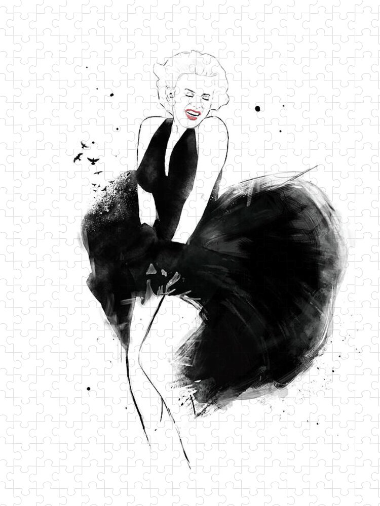 Drawing Jigsaw Puzzle featuring the drawing Marilyn by Balazs Solti