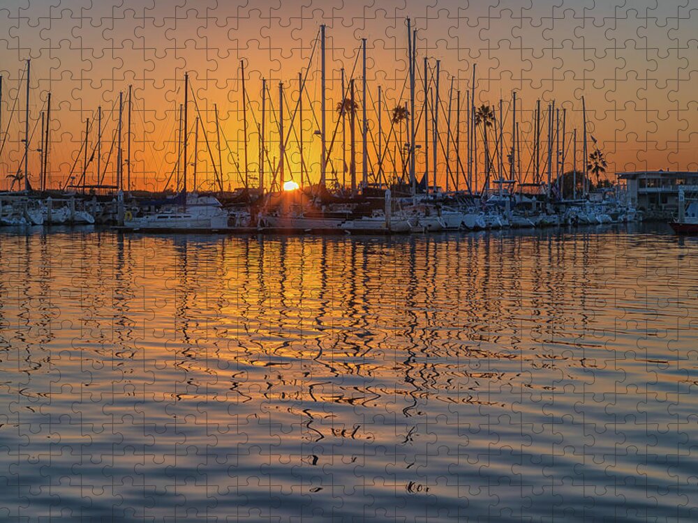 Sunset Jigsaw Puzzle featuring the photograph Marina at Sunset by Alison Frank
