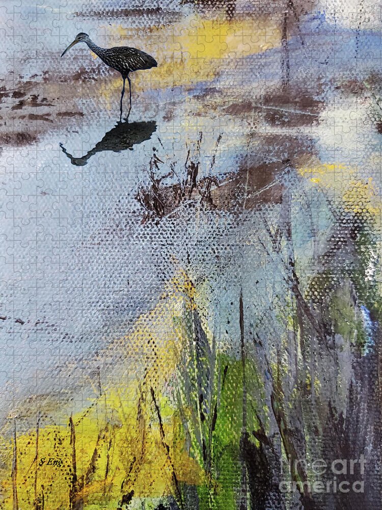 Abstract Jigsaw Puzzle featuring the mixed media Marsh Impressions 3 by Sharon Williams Eng