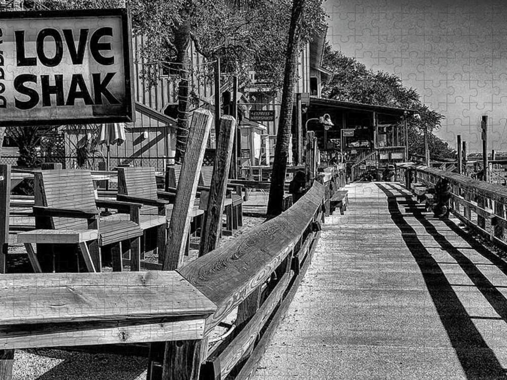 Murrells Inlet Jigsaw Puzzle featuring the photograph Marshwalk Monochrome by Bill Barber