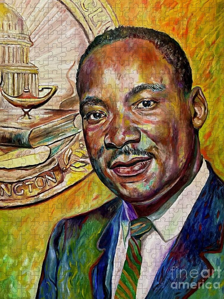 Martin Luther King Jr Jigsaw Puzzle featuring the painting Martin Luther King Jr Oil Painting by Suzann Sines