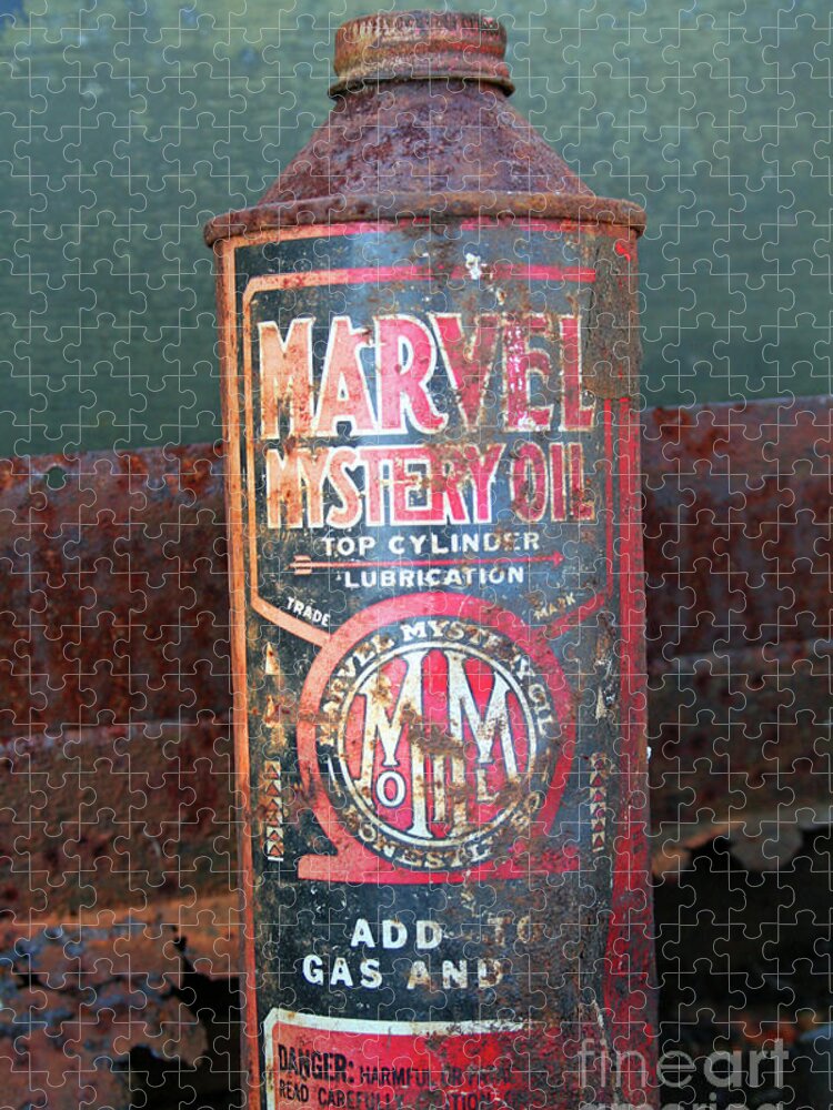 Marvel Mystery Oil By Norma Appleton Jigsaw Puzzle featuring the photograph Marvel Mystery Oil by Norma Appleton