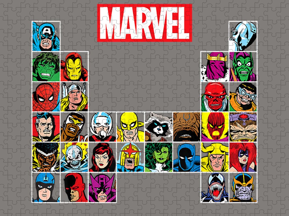 Marvel Periodic Table Of Heroes Villains Retro Jigsaw Puzzle by Jia Elle -  Pixels