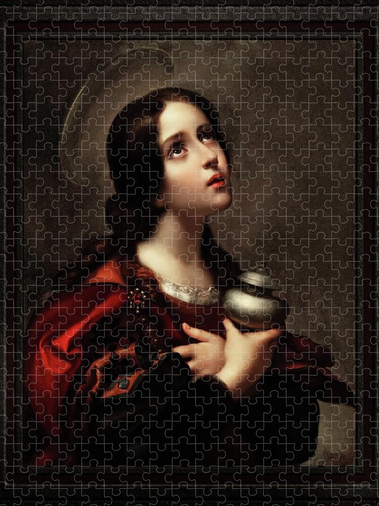 Mary Magdalene Jigsaw Puzzle featuring the painting Mary Magdalene by Carlo Dolci Classical Fine Art Xzendor7 Old Masters Reproductions by Xzendor7