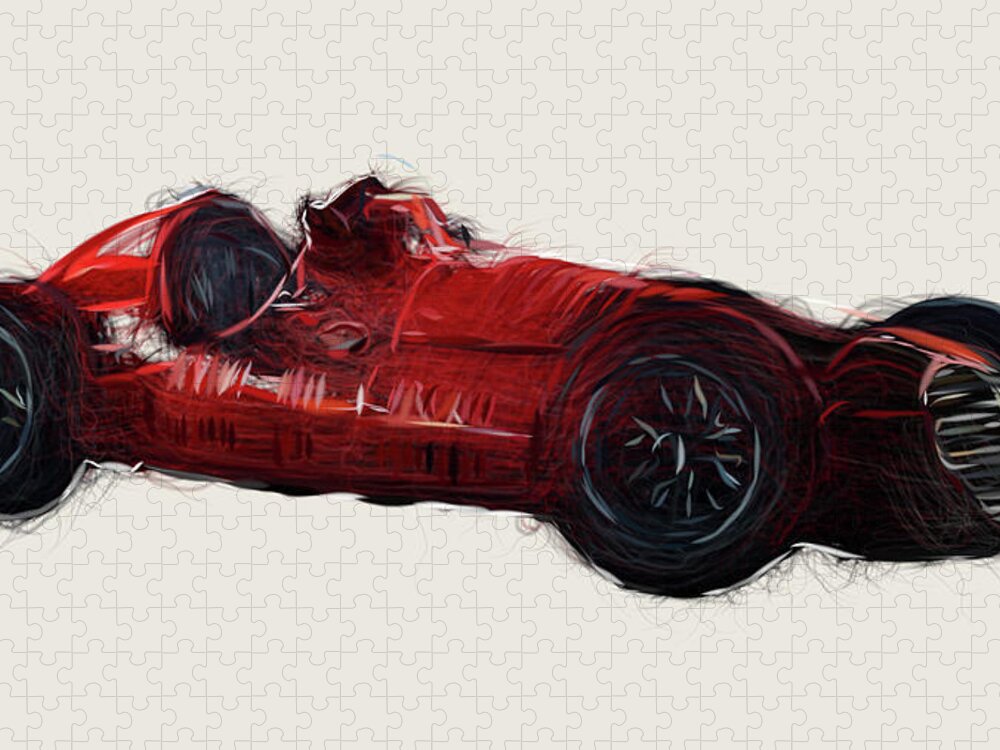 Maserati Jigsaw Puzzle featuring the digital art Maserati 4CLT Drawing by CarsToon Concept