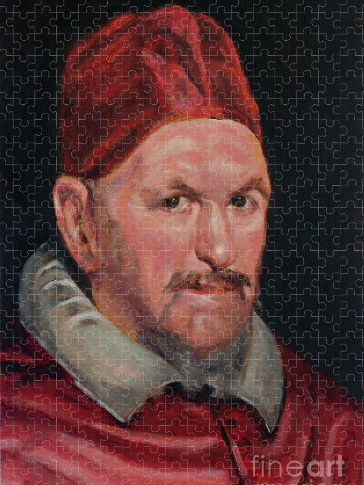  Jigsaw Puzzle featuring the painting Master Copy of Detail of Portrait of Pope Innocent X by Diego Velazquez by Pablo Avanzini