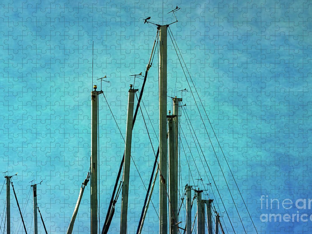 Masts Jigsaw Puzzle featuring the photograph Masts with Blue Background by Roslyn Wilkins