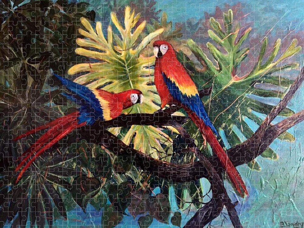 Parrots Jigsaw Puzzle featuring the painting Mates by Barbara Landry