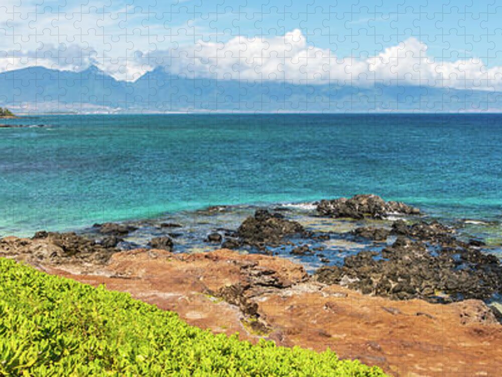 America Jigsaw Puzzle featuring the photograph Maui Hawaii Hookipa Beach Park Panorama Photo by Paul Velgos
