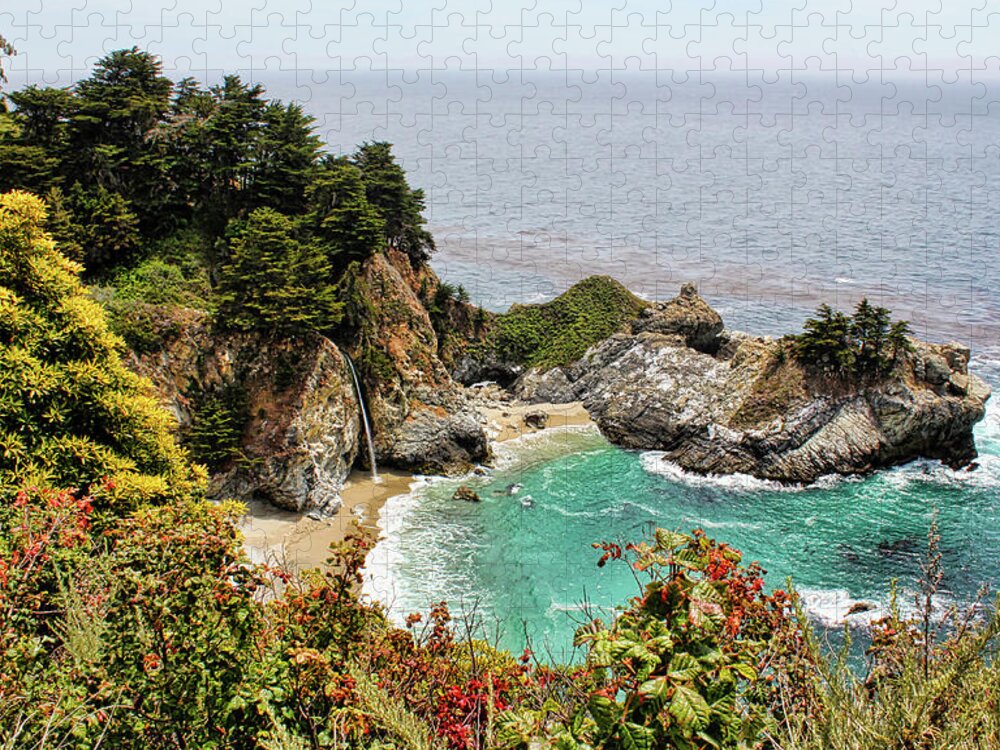 Mcway Cove Jigsaw Puzzle featuring the photograph McWay Falls 2 by Judy Vincent
