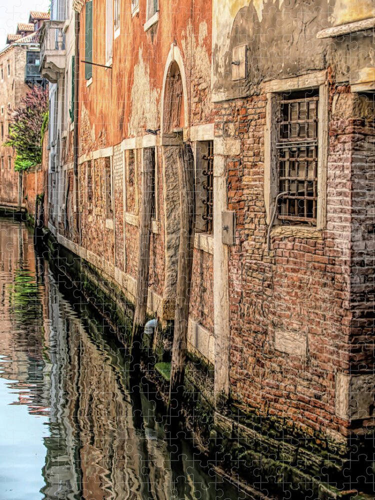 Venice Jigsaw Puzzle featuring the photograph Medieval Homes on Venice Canal by David Letts