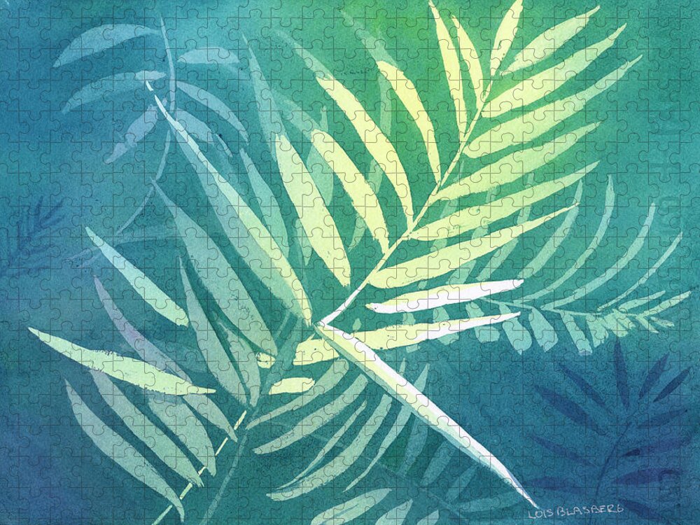 Palm Fronds Jigsaw Puzzle featuring the painting Meditative Palm by Lois Blasberg