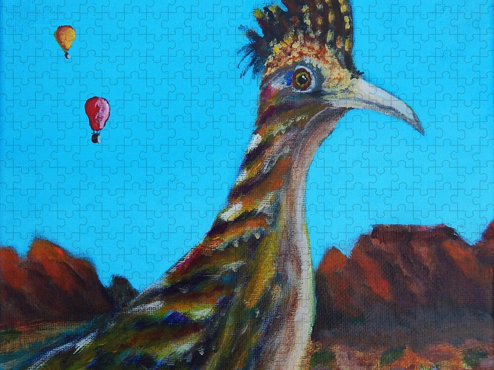 Roadrunner Jigsaw Puzzle featuring the painting Meep Meep by Mike Kling