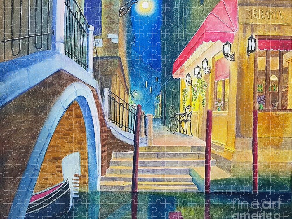Landscape Jigsaw Puzzle featuring the painting Meet me for cicchetti by Petra Burgmann