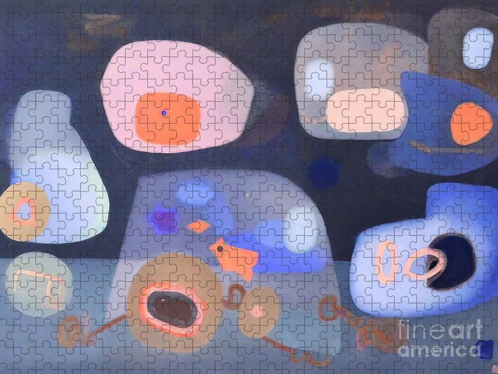 Abstract Jigsaw Puzzle featuring the painting Meeting at Night Painting abstract art painting by N Akkash