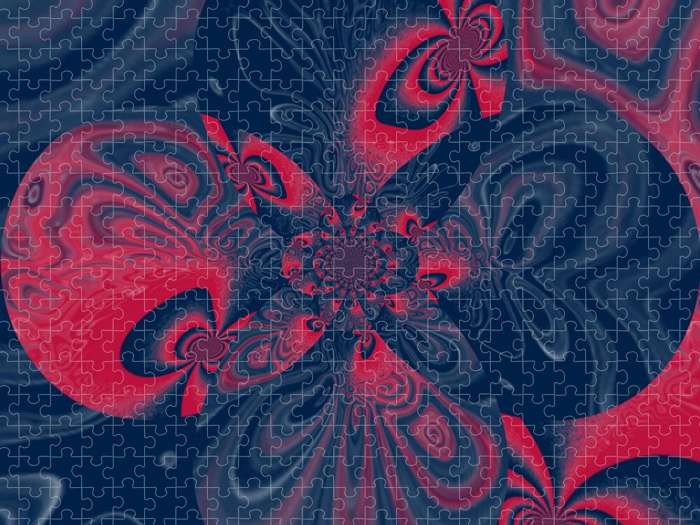 Red Jigsaw Puzzle featuring the digital art Melted by Designs By L