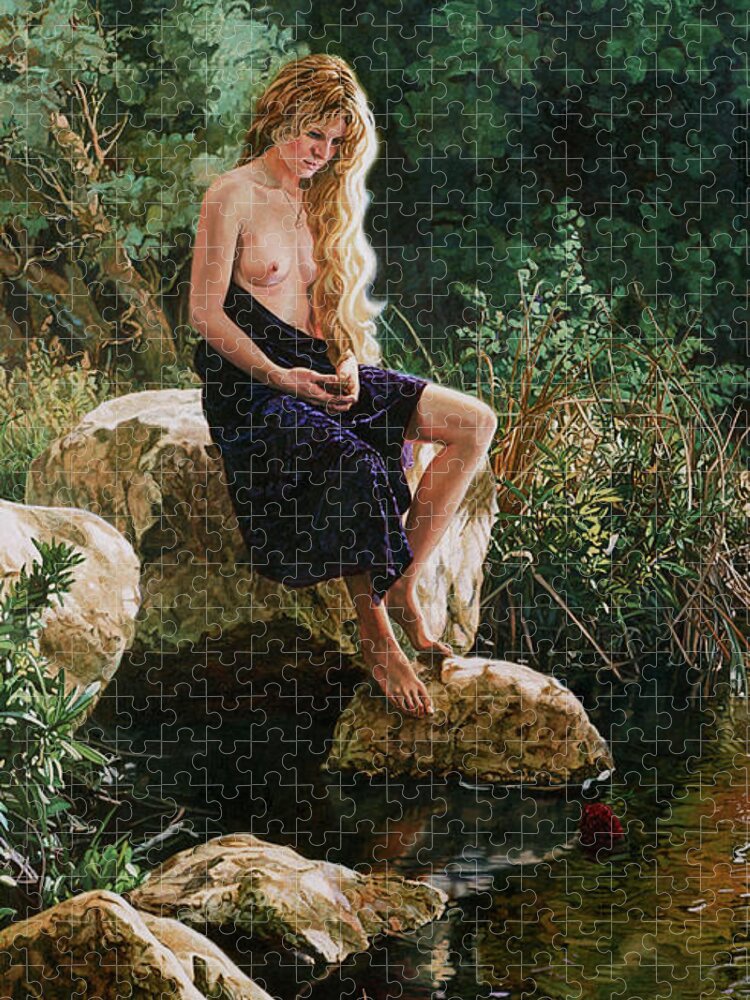 Oil Paintings Jigsaw Puzzle featuring the painting Memory in the Stream by Patrick Whelan