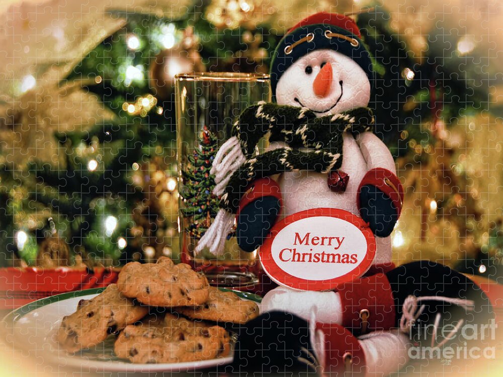 Merry Christmas Jigsaw Puzzle featuring the photograph Merry Christmas Snowman by Lois Bryan