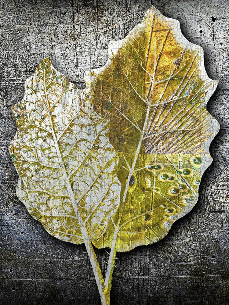 1800s Jigsaw Puzzle featuring the painting Metal Metallic Gold Silver Leaves 1 by Tony Rubino