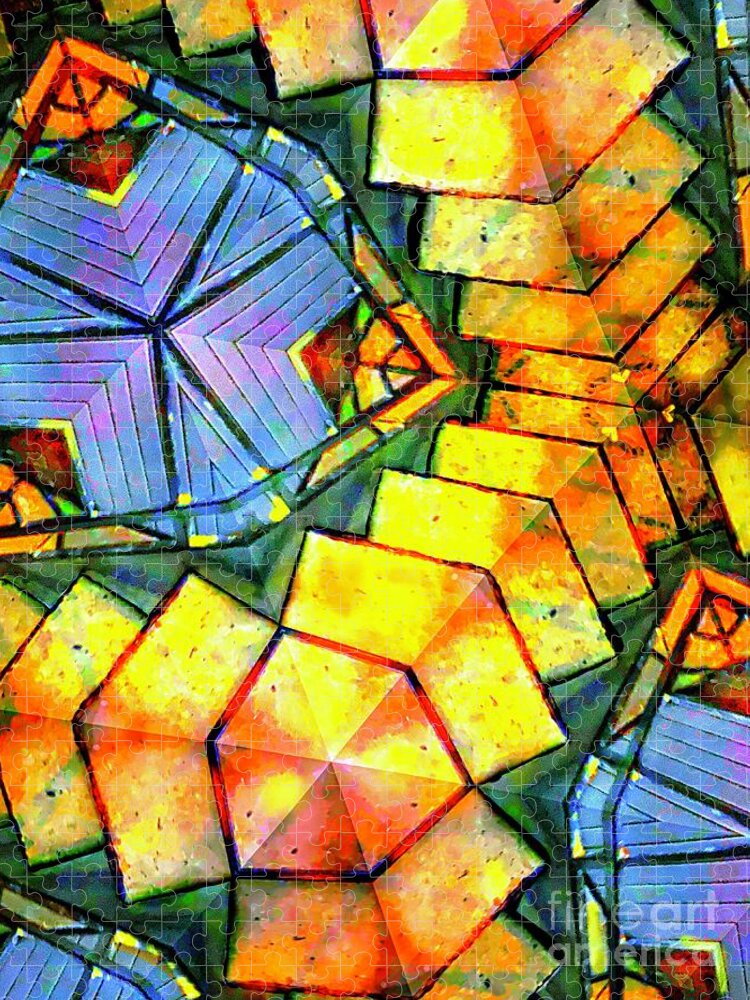 Optics Euphoria Stain Glass Jigsaw Puzzle featuring the digital art MezzMe by Glenn Hernandez