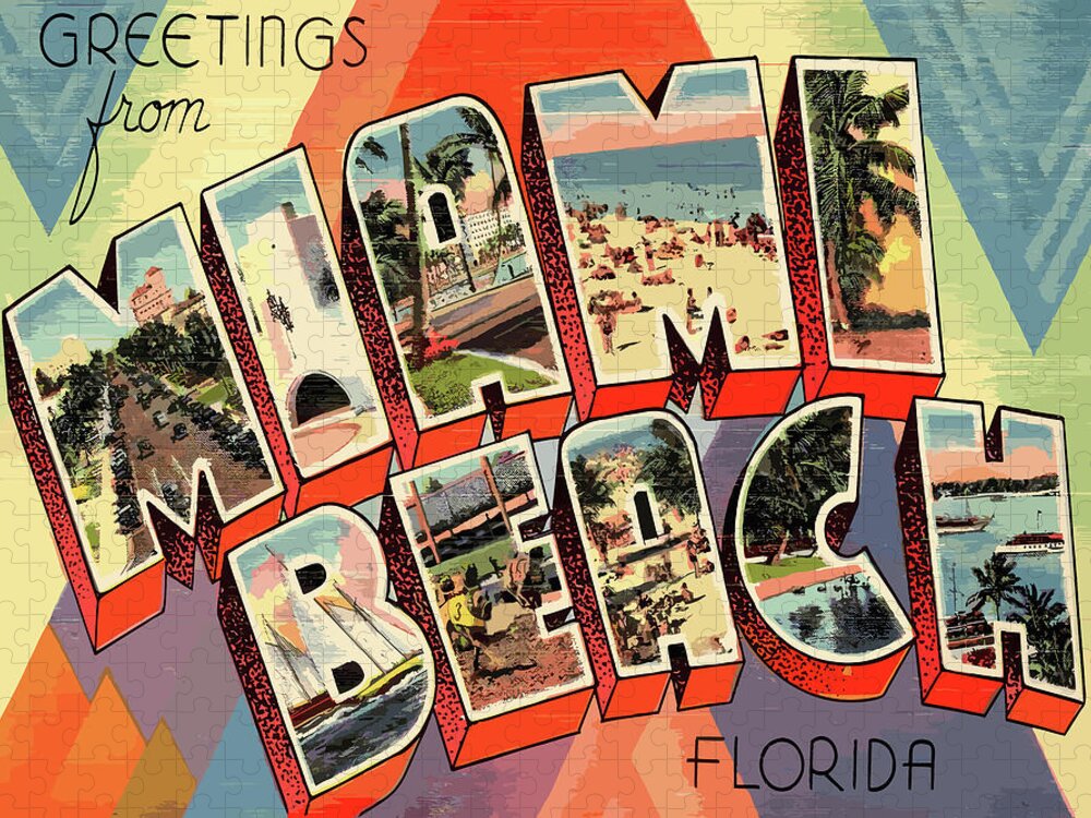 Miami Beach Jigsaw Puzzle featuring the digital art Miami Beach Letters by Long Shot