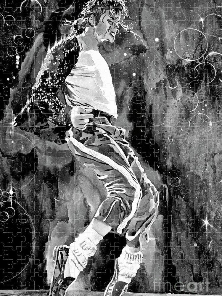 Michael Jackson Jigsaw Puzzle featuring the painting Michael Jackson Step by David Lloyd Glover