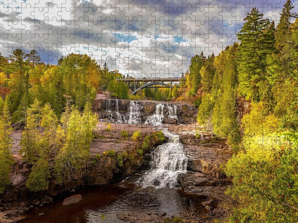 Waterfall Jigsaw Puzzle featuring the photograph Middle Falls in Autumn by Susan Rydberg
