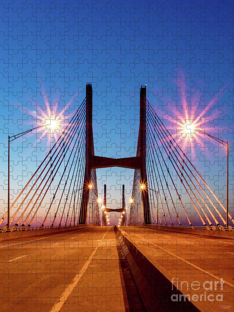Bridge Jigsaw Puzzle featuring the photograph Middle Of Bill Emerson Bridge Vertical by Jennifer White