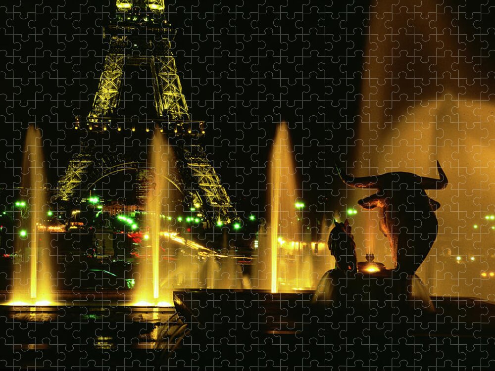 Eiffel Tower Jigsaw Puzzle featuring the photograph Midnight In Paris - Eiffel Tower, Paris, France by Earth And Spirit