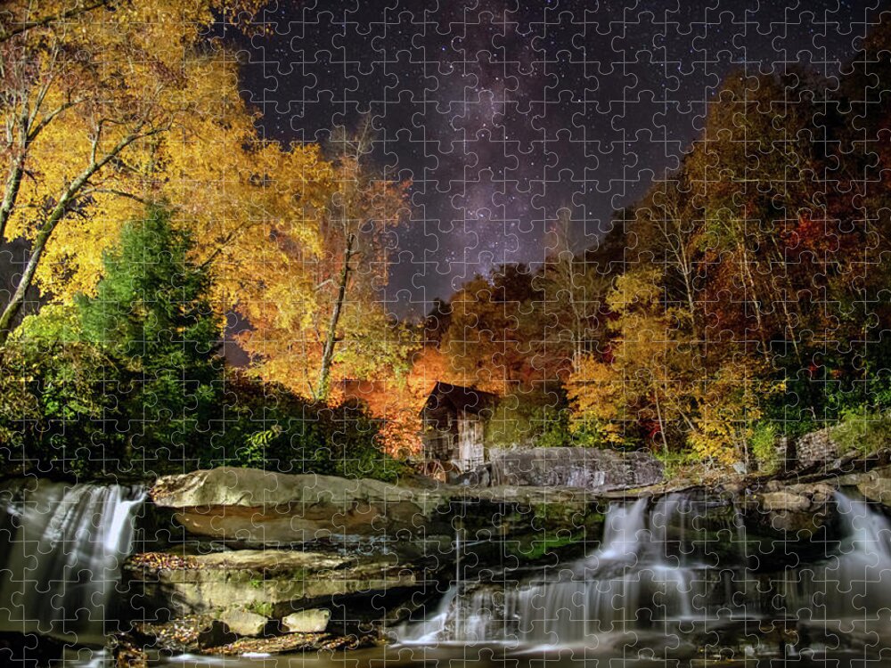 Blue Ridge Mountains Jigsaw Puzzle featuring the photograph Milky Way Over Glade Creek by Robert J Wagner