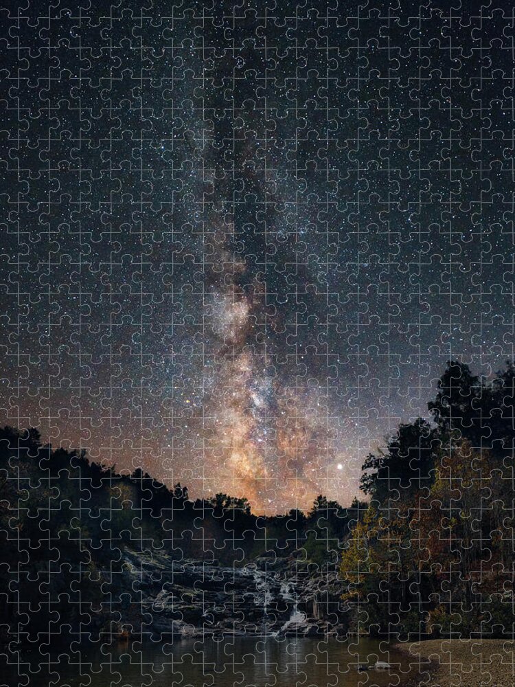 Milky Way Jigsaw Puzzle featuring the photograph Milky Way Over Rocky Creek Falls by Harold Rau