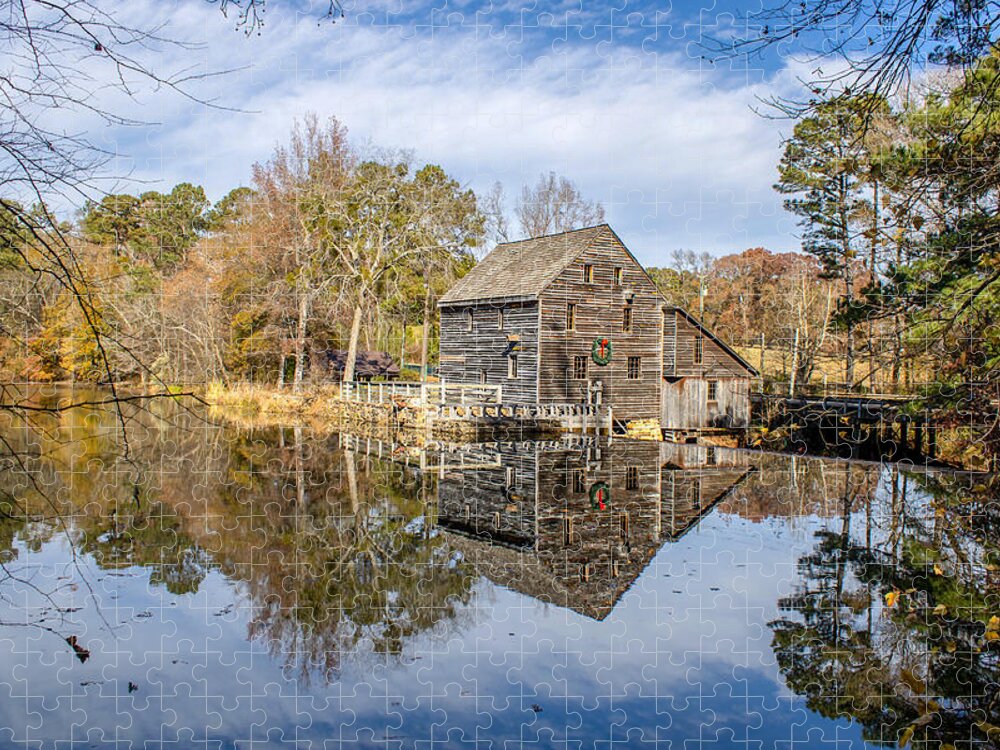 Reflection Jigsaw Puzzle featuring the photograph Mill holiday reflection by Rick Nelson