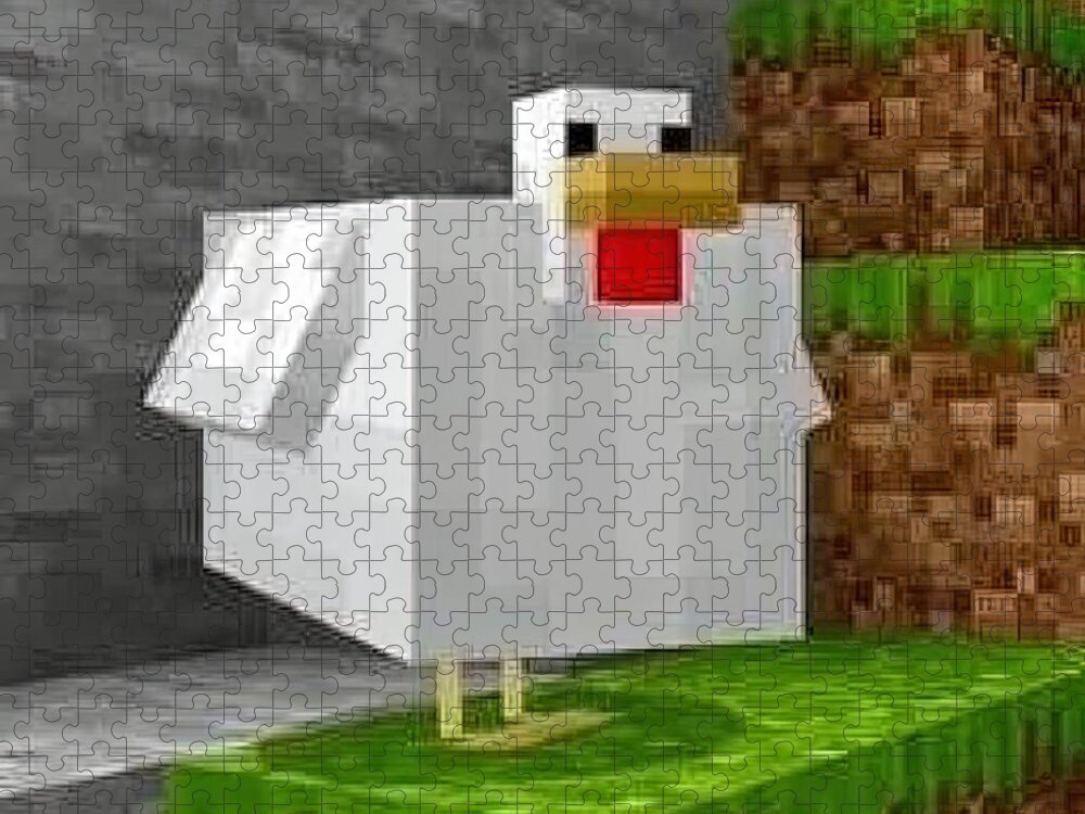 Minecraft Fat Chicken Jigsaw Puzzle by Adams Price - Fine Art America