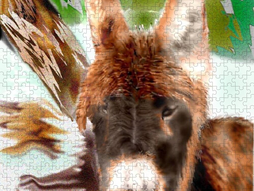 Pencil Sketched Jigsaw Puzzle featuring the mixed media Miniature Donkey by Pamela Calhoun