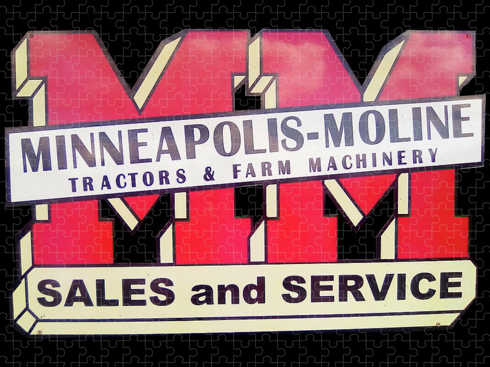 Minneapolis Moline Jigsaw Puzzle featuring the photograph Minneapolis Moline Tractors Vintage sign by Flees Photos