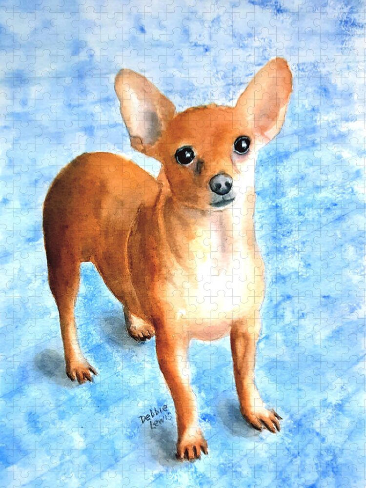 Chihuahua Jigsaw Puzzle featuring the painting Minnow the Rescue by Debbie Lewis
