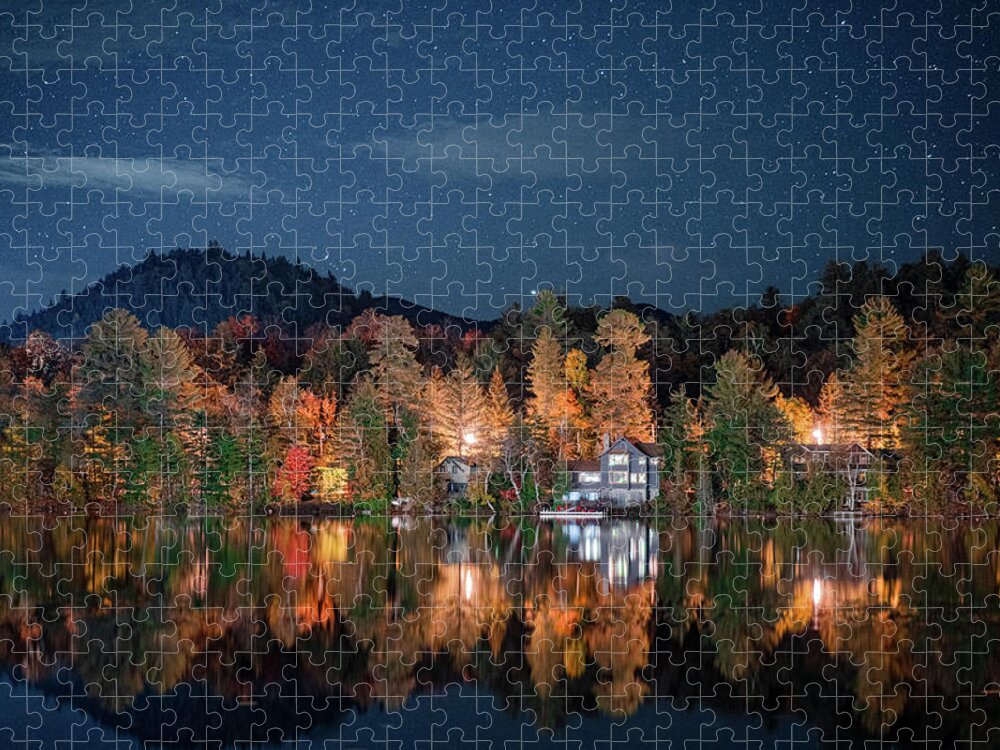 Lake Placid Jigsaw Puzzle featuring the photograph Mirror Lake Nightscape by Dave Niedbala